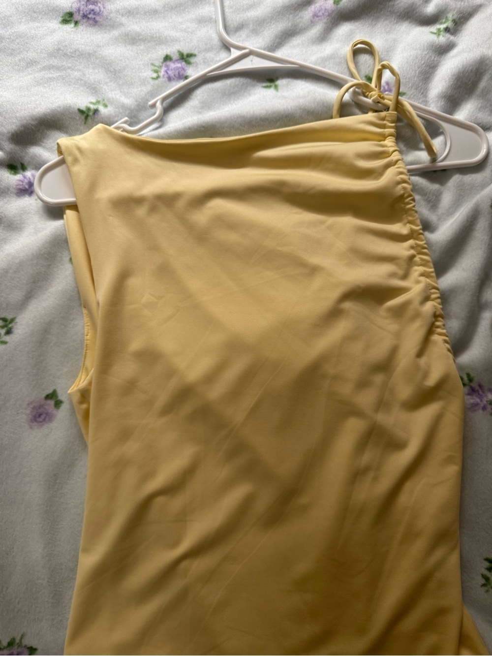 Yellow One-Shoulder Ruched Women’s Top